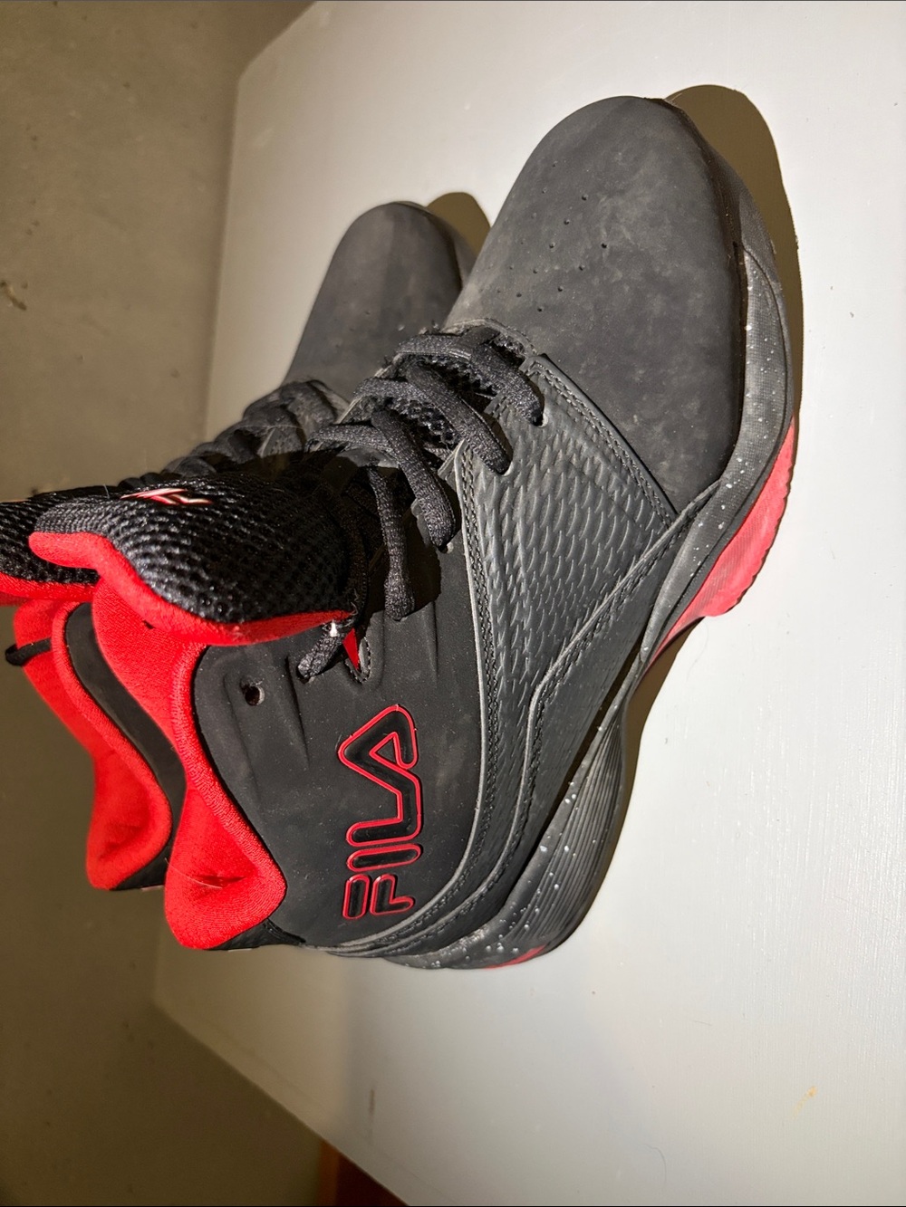 Fila Men's Black and Red High-Top Athletic Sneakers - Picture 3 of 4